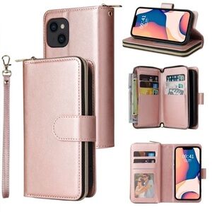 iPhone 15 Rose Wristlet Wallet Case Nwot